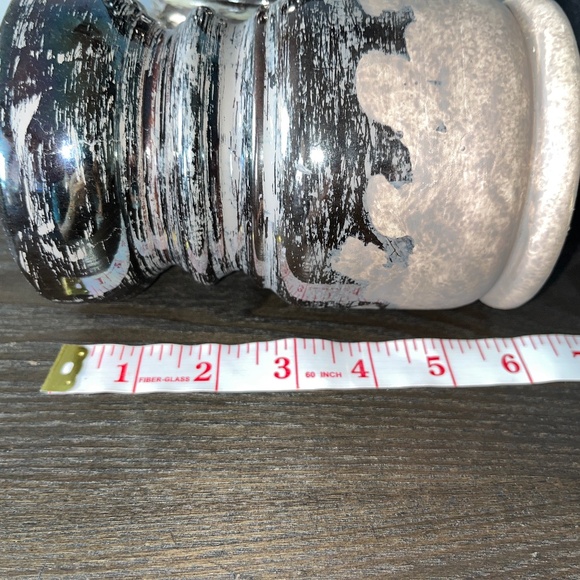 Pair of Urban Barn "Margo'" pewter-glazed, ceramic candle-holders, approx 6 in. - Picture 4 of 9